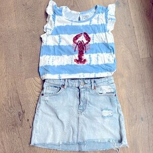 Kid’s Zara/Crown and Ivy Outfit - Jean skirt and tee - size medium